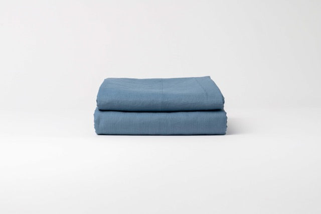 Drap plat en lin lavé français