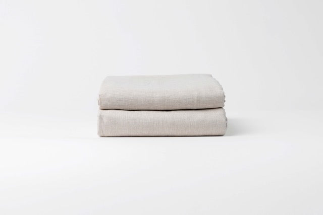 Drap plat en lin lavé français